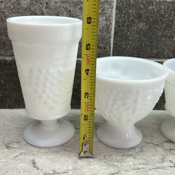 3 Vintage Milk Glass Goblets Set - Picture 2 of 13